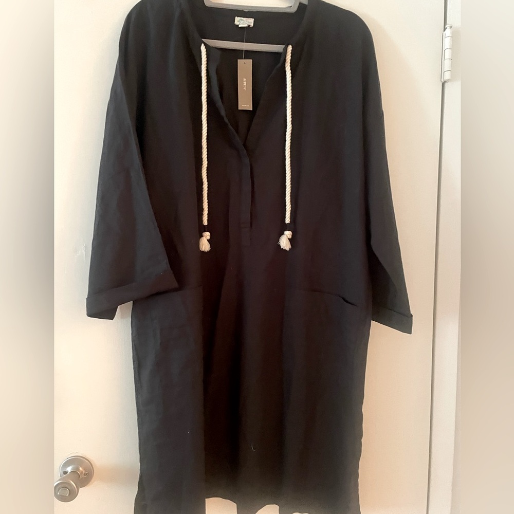 J.Crew Black Linen Cover-Up with Rope Tie - NWT